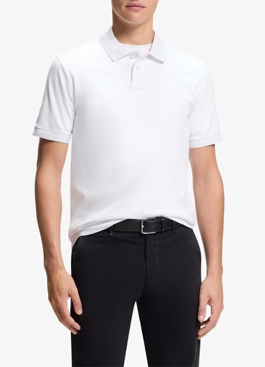 BOSS Slim-fit polo van stretchkatoen met logopatch