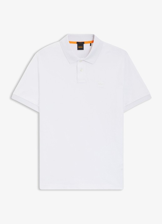 BOSS Slim-fit polo van stretchkatoen met logopatch - voorkant 5 wit