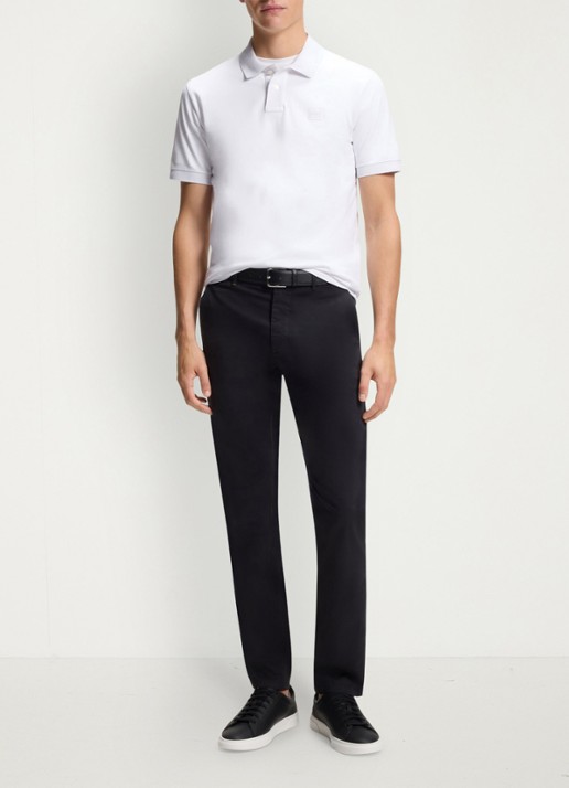 BOSS Slim-fit polo van stretchkatoen met logopatch - voorkant 3 wit