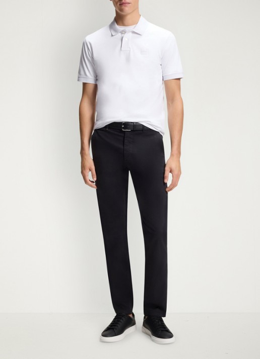 BOSS Slim-fit polo van stretchkatoen met logopatch - voorkant 6 wit