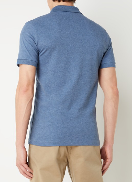 BOSS Slim-fit polo van stretchkatoen met logopatch - achterkant 7 staalblauw