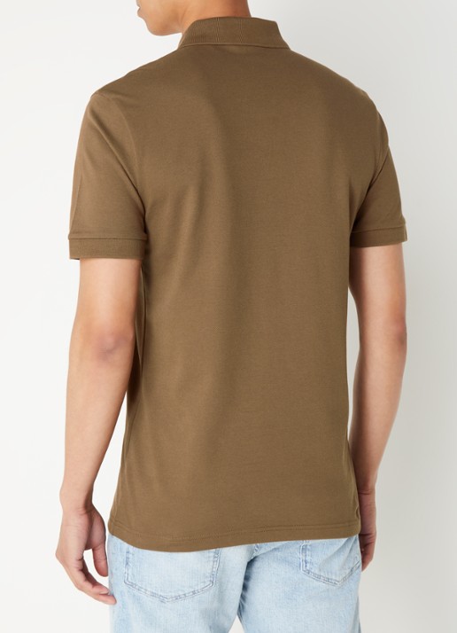 BOSS Slim-fit polo van stretchkatoen met logopatch - achterkant 3 bruin