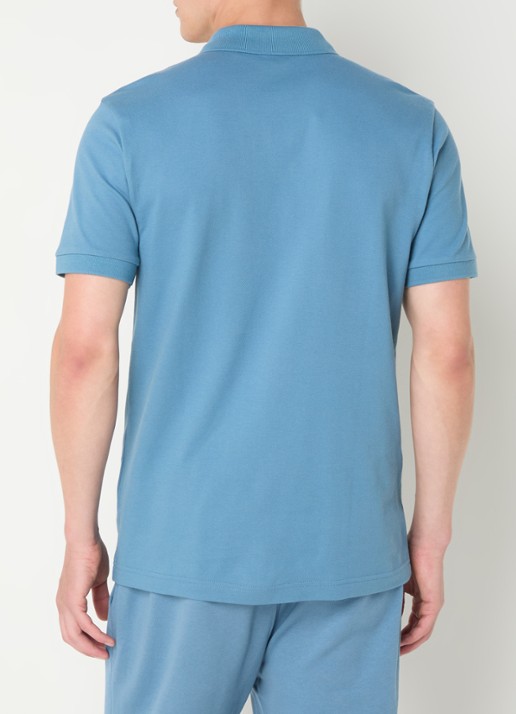 BOSS Slim-fit polo van stretchkatoen met logopatch - achterkant 3 blauwgrijs