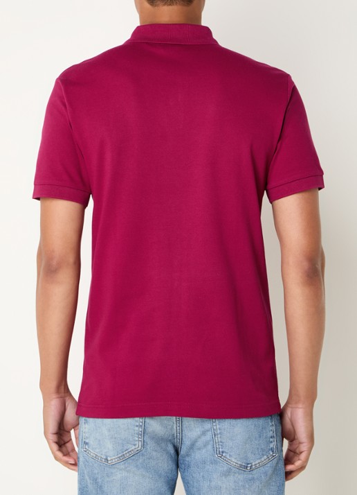 BOSS Slim-fit polo van stretchkatoen met logopatch - achterkant 3 cranberryrood