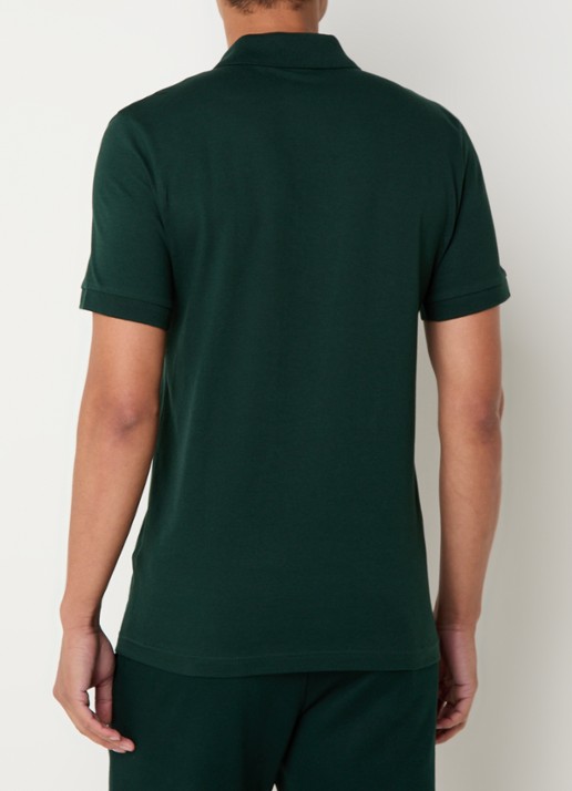 BOSS Slim-fit polo van stretchkatoen met logopatch - achterkant groen