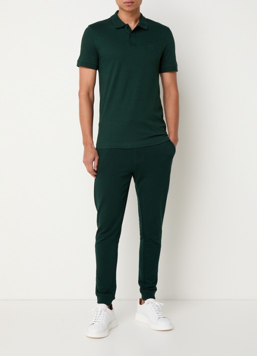 BOSS Slim-fit polo van stretchkatoen met logopatch - voorkant 3 groen