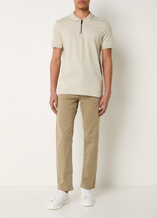 BOSS Slim-fit polo van stretchkatoen met logopatch - voorkant 2 light beige-271 / beige