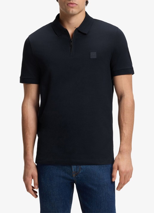 BOSS Slim-fit polo van stretchkatoen met logopatch