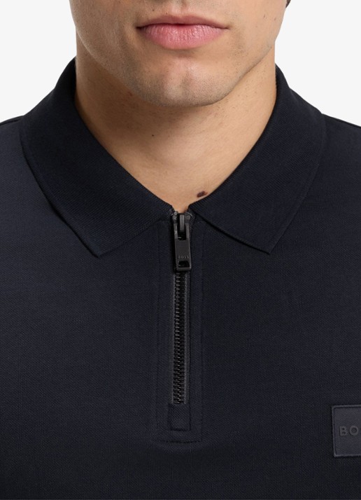 BOSS Slim-fit polo van stretchkatoen met logopatch - detail 8 dark blue-404 / blauw