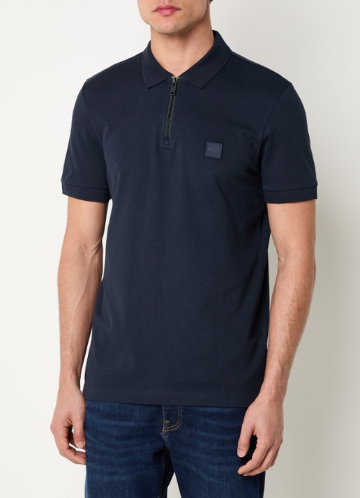 BOSS Slim-fit polo van stretchkatoen met logopatch - detail 9 dark blue-404 / blauw
