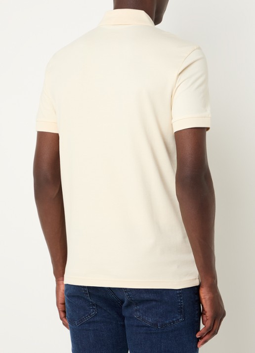 BOSS Slim-fit polo van stretchkatoen met logopatch - achterkant vanillegeel