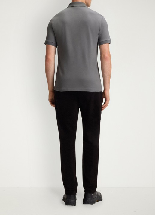 BOSS Slim-fit polo van stretchkatoen met logopatch - achterkant middengrijs