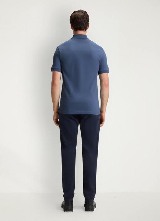 BOSS Slim-fit polo van stretchkatoen met logopatch - achterkant donkerblauw
