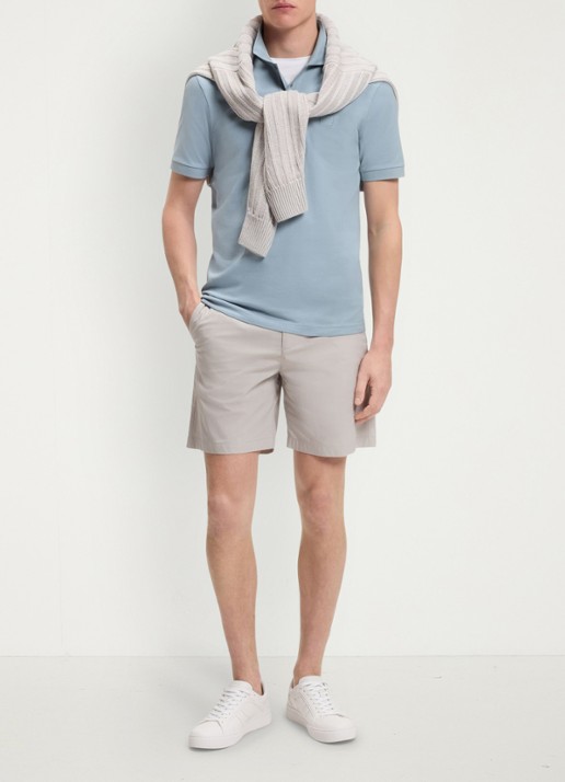 BOSS Slim-fit polo van stretchkatoen met logopatch - voorkant 2 pastel blue
