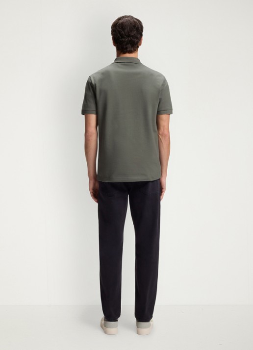 BOSS Slim-fit polo van stretchkatoen met logopatch - achterkant 5 open grey-076 / grijs
