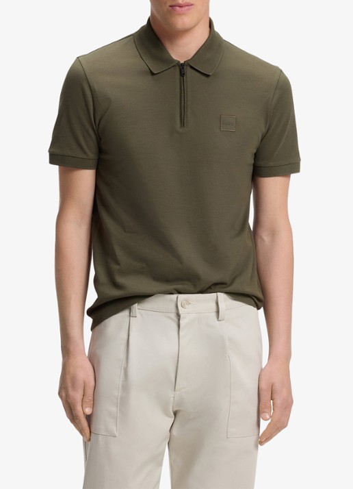 BOSS Slim-fit polo van stretchkatoen met logopatch