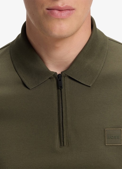 BOSS Slim-fit polo van stretchkatoen met logopatch - detail 4 bright green-325 / groen