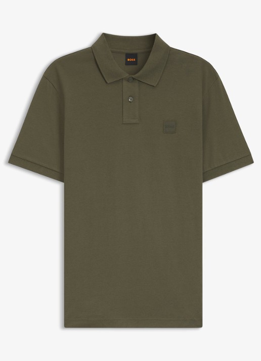 BOSS Slim-fit polo van stretchkatoen met logopatch - voorkant 2 bright green-325 / groen