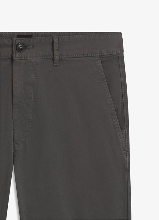 BOSS Slim-fit satijnen chino van stretchkatoen - detail 5 grey-020 / grijs