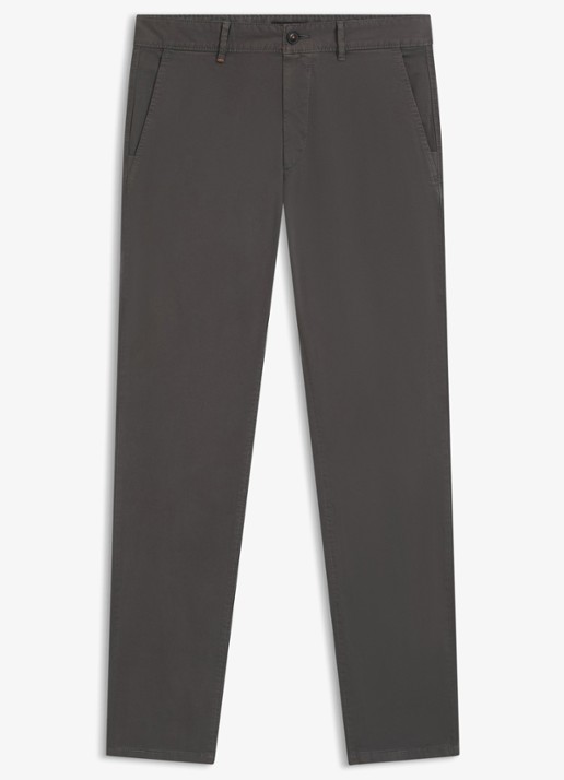 BOSS Slim-fit satijnen chino van stretchkatoen - voorkant 2 grey-020 / grijs