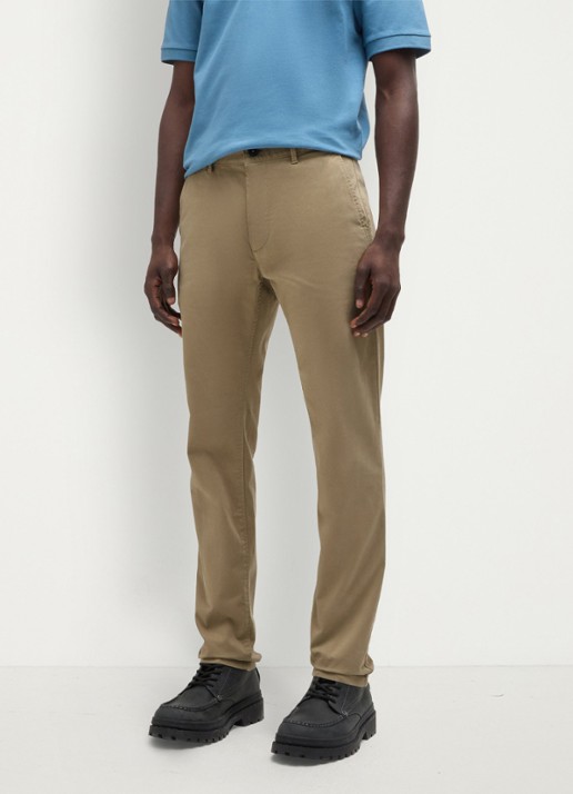 BOSS Slim-fit satijnen chino van stretchkatoen