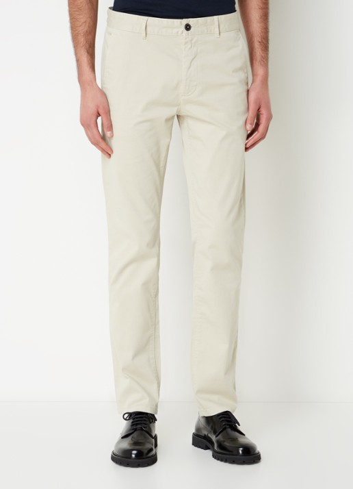 BOSS Slim-fit satijnen chino van stretchkatoen - detail light beige-271 / beige