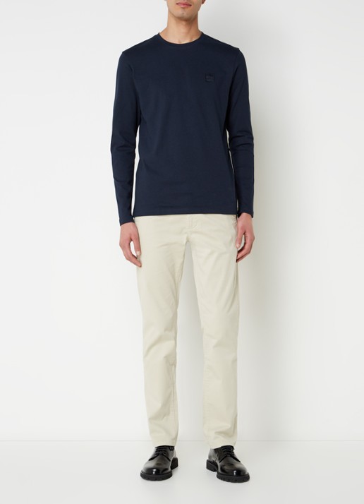 BOSS Slim-fit satijnen chino van stretchkatoen - voorkant 4 light beige-271 / beige
