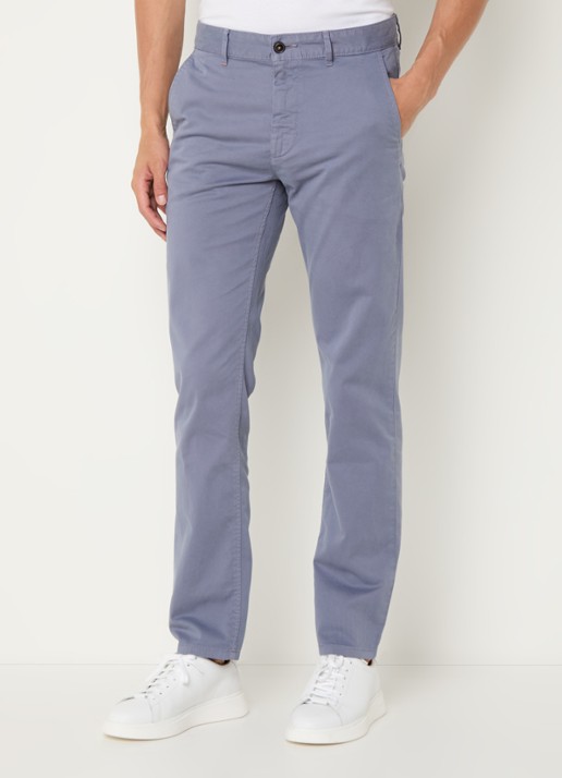 BOSS Slim-fit satijnen chino van stretchkatoen - detail 4 navy-415 / blauw