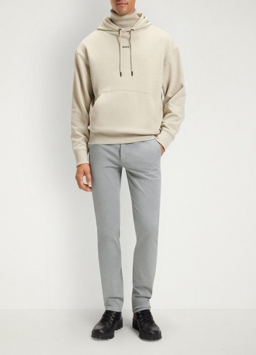 BOSS Slim-fit satijnen chino van stretchkatoen - voorkant 6 silver-041 / grijs