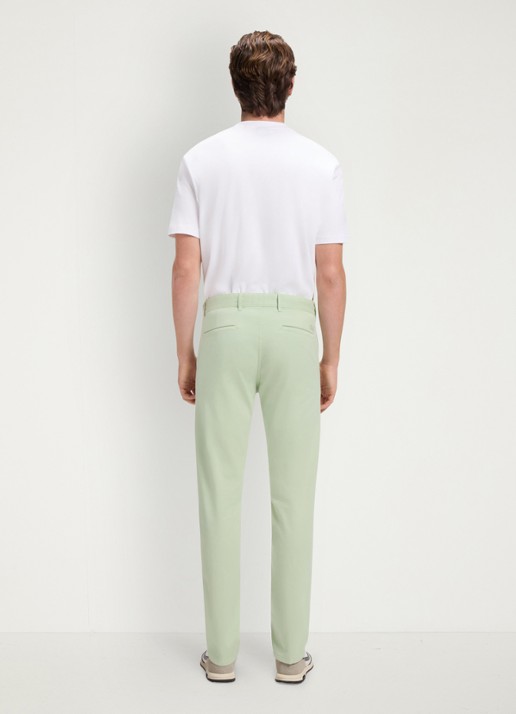 BOSS Slim-fit satijnen chino van stretchkatoen - achterkant 6 open green-384 / groen
