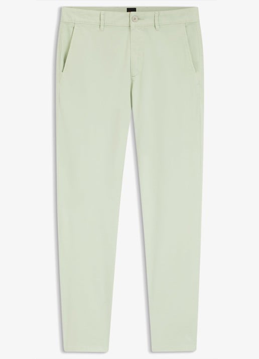 BOSS Slim-fit satijnen chino van stretchkatoen - voorkant 4 open green-384 / groen