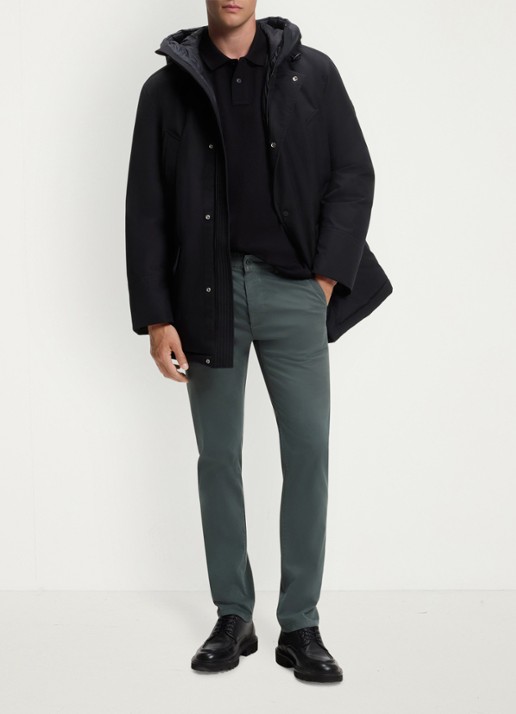 BOSS Slim-fit satijnen chino van stretchkatoen - voorkant 6 open green-377 / groen