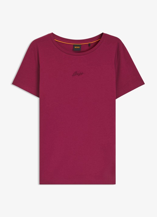 BOSS Slim-fit T-shirt van katoen met logostiksel - voorkant 4 rood