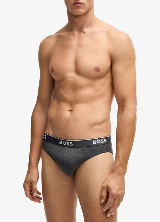 BOSS Slip met logoband in 3-pack - voorkant 4 grijs