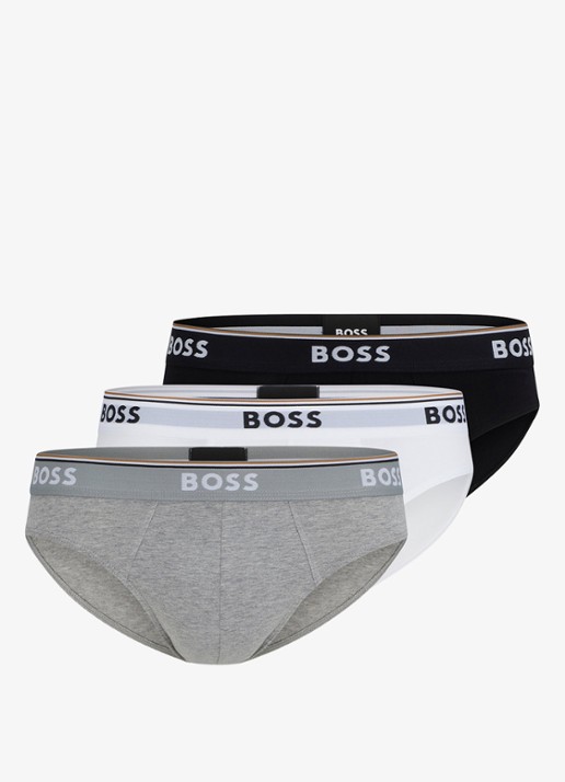 BOSS Slip met logoband in 3-pack - voorkant lichtgrijs