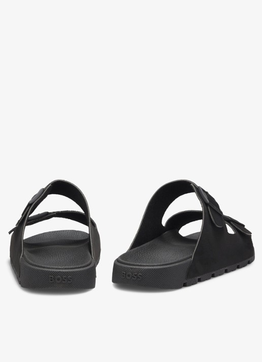 BOSS Slipper met logo en gespdetail - achterkant 9 black-001 / zwart
