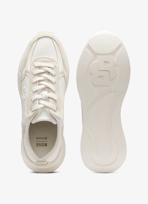 BOSS Sneaker met details van suède en logo - achterkant 4 gebroken wit