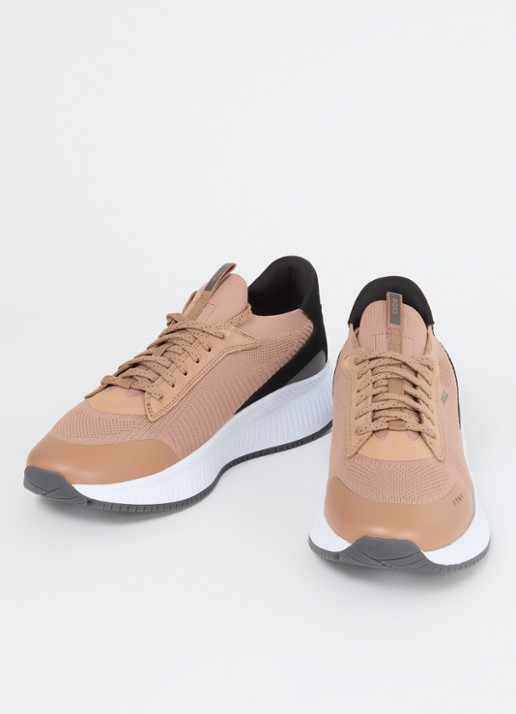 BOSS Sneaker met gebreid bovenwerk en suède details - detail 2 camel