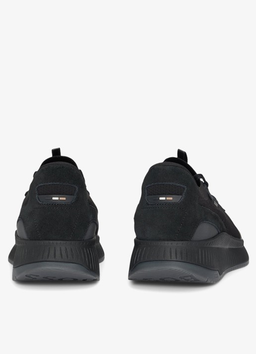 BOSS Sneaker met gebreid bovenwerk en suède details - achterkant 6 zwart