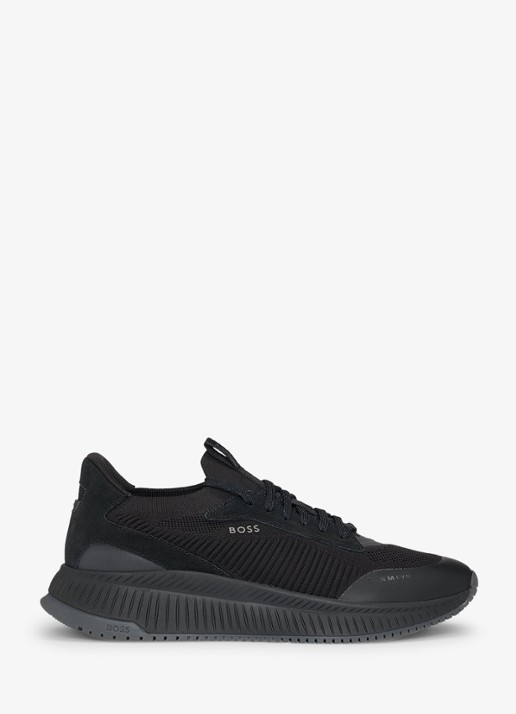 BOSS Sneaker met gebreid bovenwerk en suède details