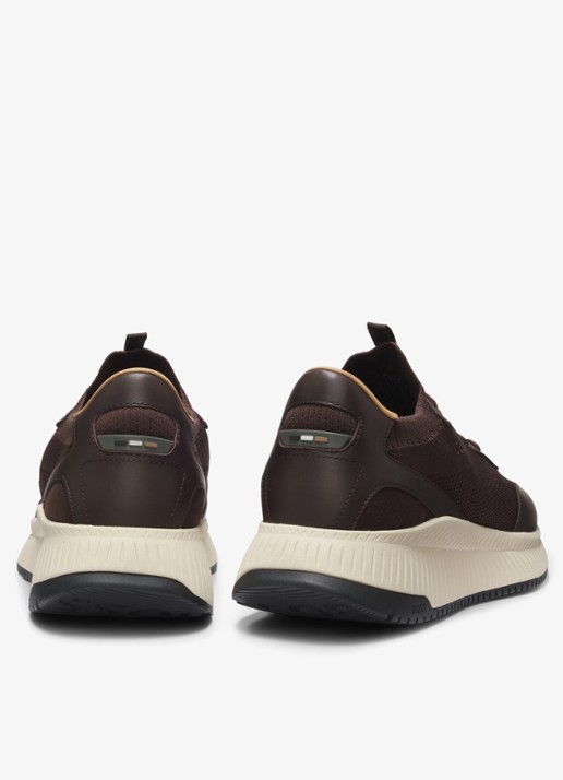 BOSS Sneaker met gebreid bovenwerk - detail 3 donkerbruin