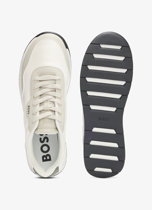 BOSS Sneaker met logo - achterkant beige