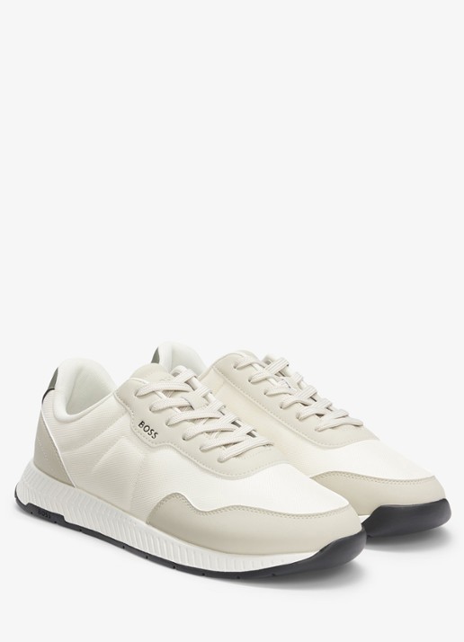 BOSS Sneaker met logo - voorkant 3 beige