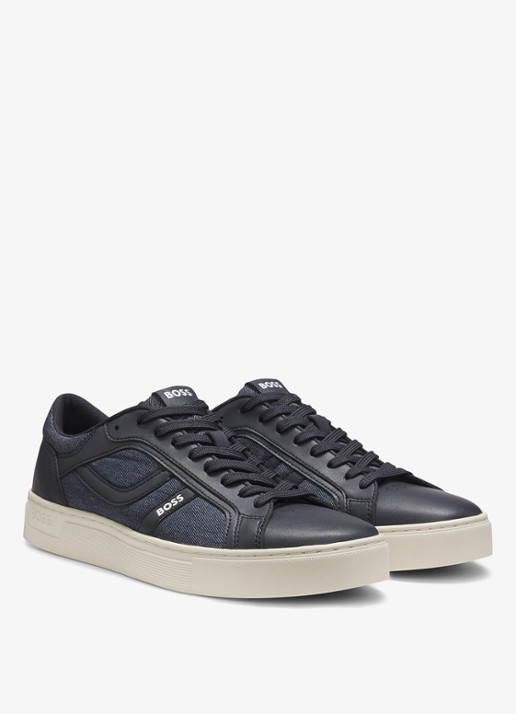 BOSS Sneaker met logo - voorkant 2 donkerblauw
