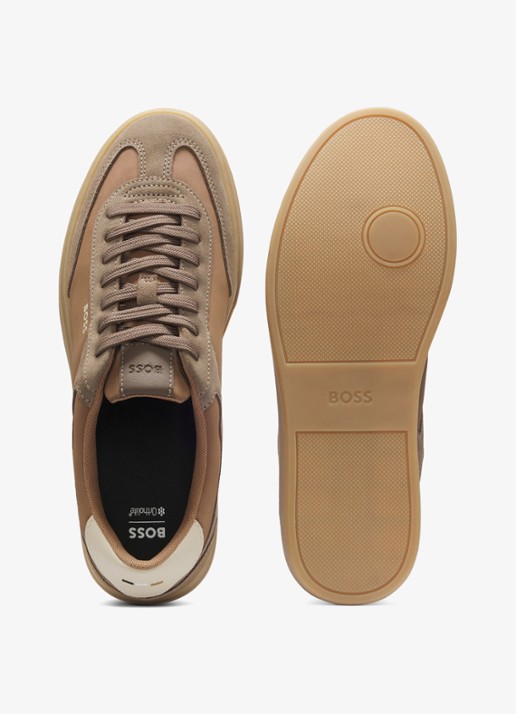 BOSS Sneaker met suède details en logo - detail 2 beige