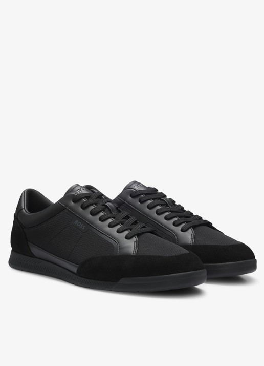 BOSS Sneaker met suède details - detail black-005 / zwart