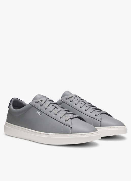 BOSS Sneaker van leer - detail 4 lichtgrijs