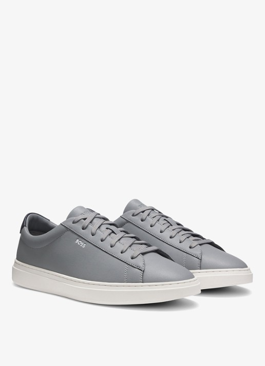 BOSS Sneaker van leer - voorkant 4 lichtgrijs