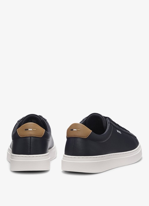 BOSS Sneaker van leer - achterkant 3 donkerblauw