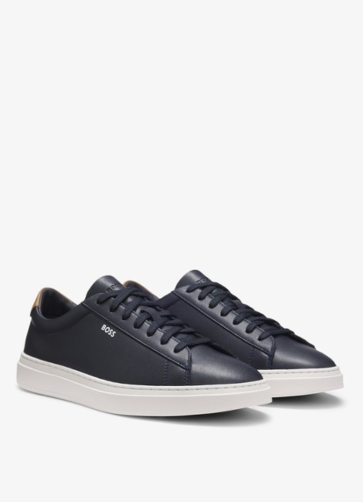BOSS Sneaker van leer - detail 4 donkerblauw